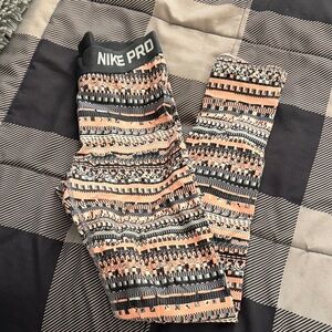 Nike Kids Leggings - Black and Orange Pattern